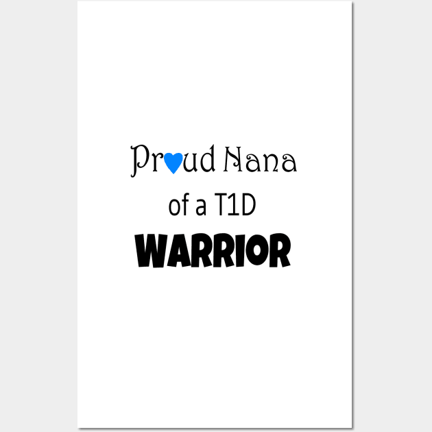 Proud Nana - Black Text - Blue Heart Wall Art by CatGirl101